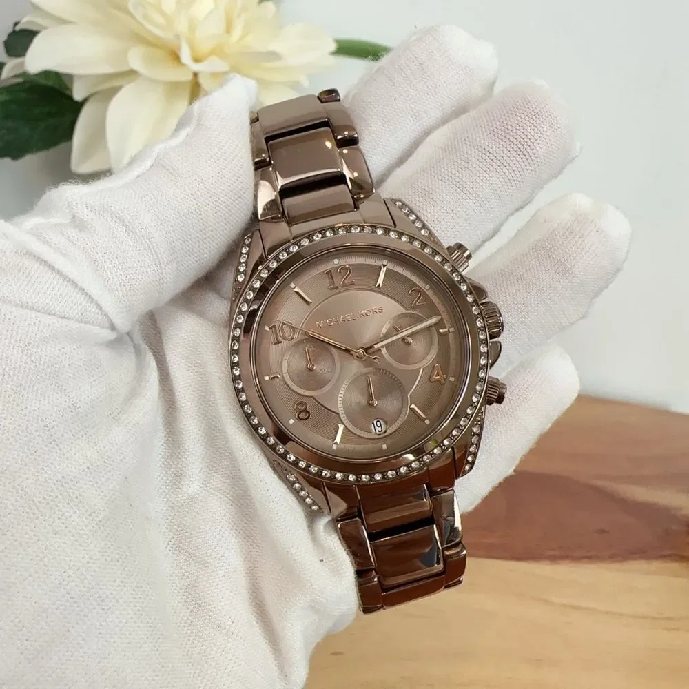 NWT Michael Kors Blair Chronograph‎ Brown Stainless Steel Watch MK6764